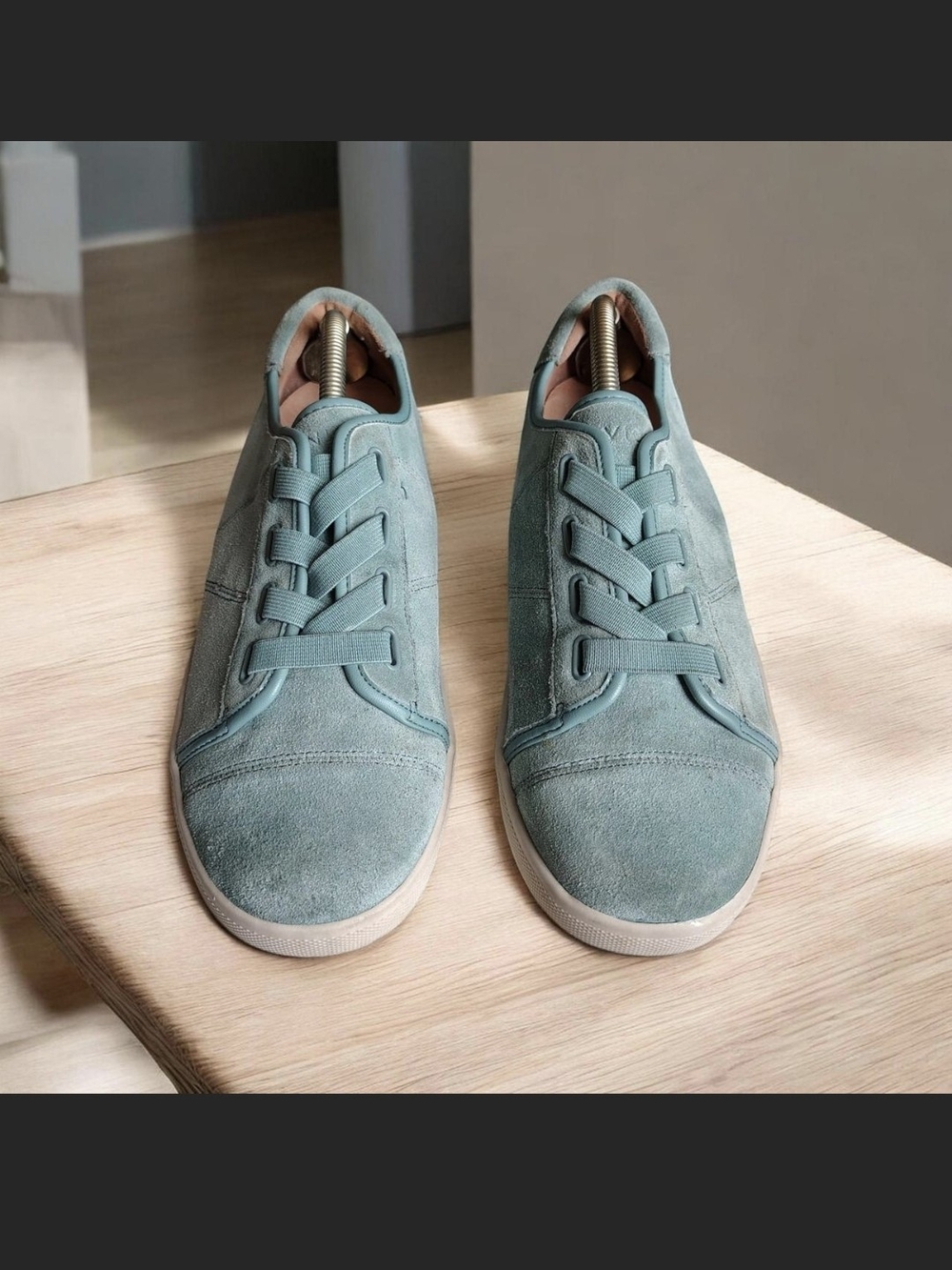 Vionic Sunny Jean Suede Sneakers Women’s 8 Mineral Teal Blue Orthotic